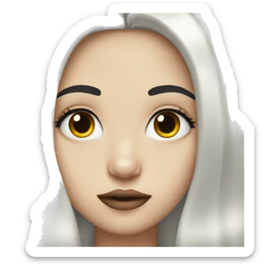 Pale girl with long black hair and makeup sticker