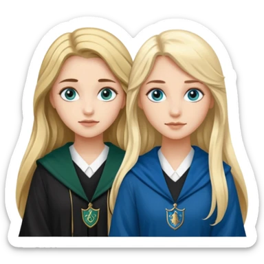 hot Slytherin girl with long blonde hair, blue eyes and big boobs and pretty ravenclaw girl with long brown hair and blue eyes sticker
