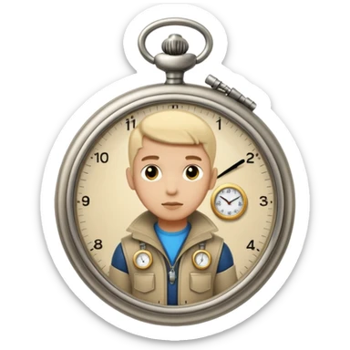 future Explorer with futuristic pocket watch sticker