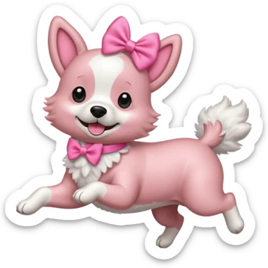 pink girly dog jumping in the air sticker