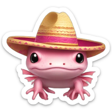 Axolotl with a sombrero cute images pin sticker