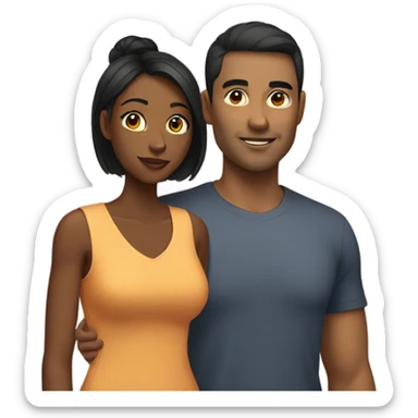 Black woman and slightly tanned asian man couple sticker