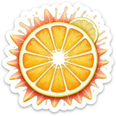 exposion of lemon, orange and grapefruit sticker