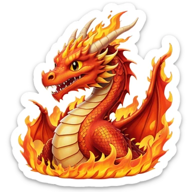um dragão pegando fogo sticker