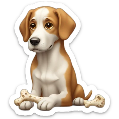 dog thinking about the bone sticker