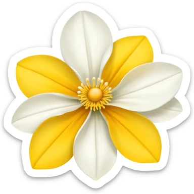 A white flower and in the middle yellow sticker