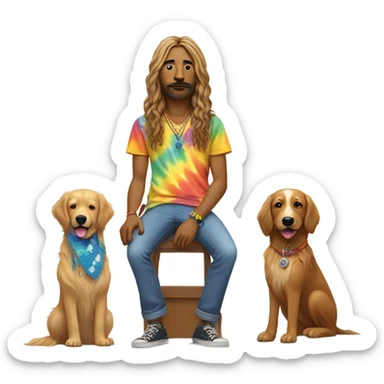 Smoking hippie with dogs sticker