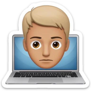 a man behind mackbook the man being little visible form the frony sticker