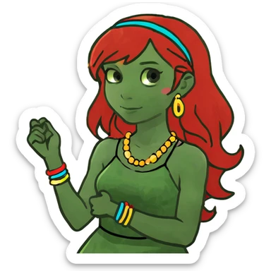 Girl with red hair using arms I don’t know  sticker