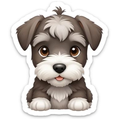 schnauzer puppy brown and white  sticker