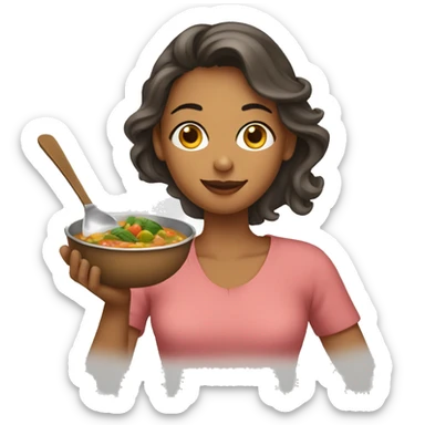 Mom putting sambar with a spoon  sticker