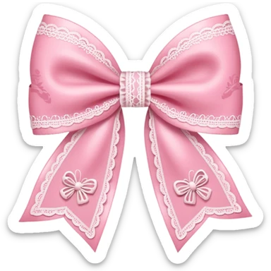 white LITTLE pink lace bow sticker