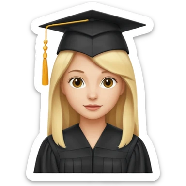 blonde woman with graduation cap sticker