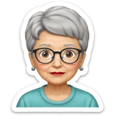 grandma, short salt and pepper hair and glasses sticker