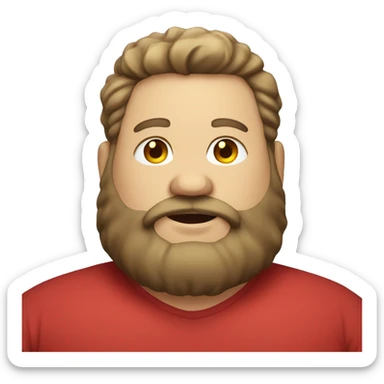 early 30s chubby man with a beard in a red shirt sticker
