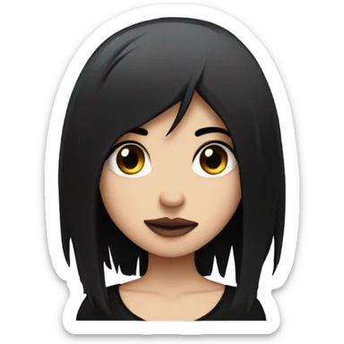 emo girl with black hair and piercing shows her heart sticker