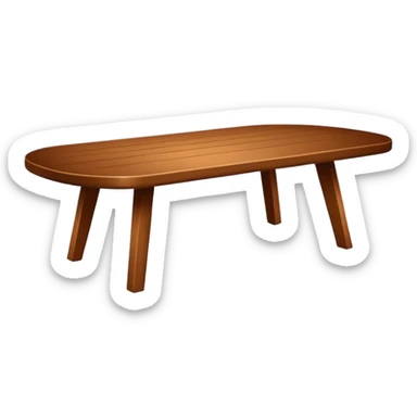A simple, angled wooden table, with a warm medium-brown color, minimal shading, rounded edges, clean lines, on a plain white or transparent background, designed to be recognizable at small (emoji) sizes. sticker