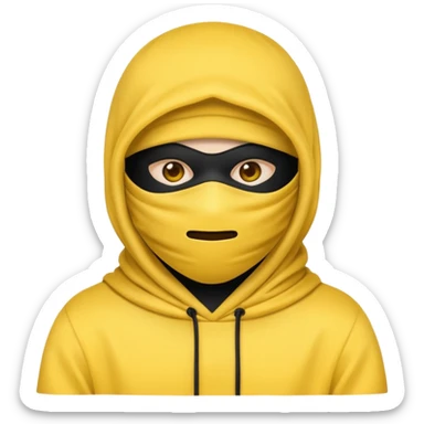 masked yellow emoji covering head and face / rap style like yeat kinda cloth covering head and face. rap style and minimalistic and mysterious sticker