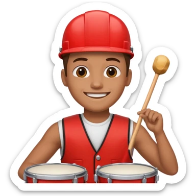 Drummer + red vest. sticker