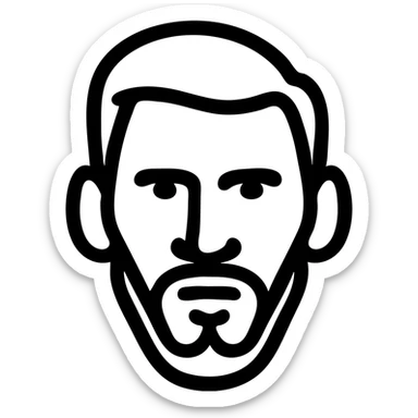 minimalist icon of Lionel Messi's face, inspired by Airbnb category icons, thick lines, clean and modern, simple and bold design, no text sticker