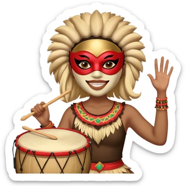 Masked Festival Drummer woman sticker