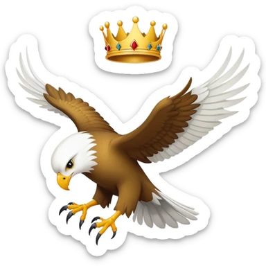 Una àliga daurada amb corona i un colom agafat amb el bec. sticker