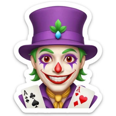 crazy colorful human jolly joker from poker sticker