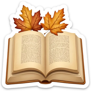 beige autumn open book with leaves on it sticker