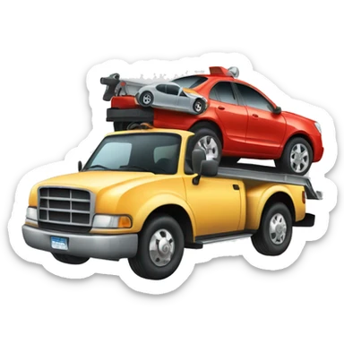 Tow truck carrying a smaller car  sticker