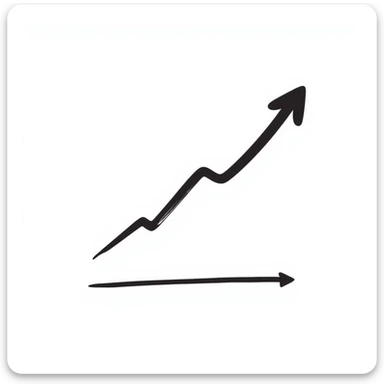 rising graph icon, hand-drawn doodle style sticker