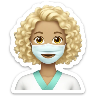 Blonde curly hair girl with spa face mask on sticker