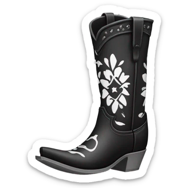 Cowboy boot in black with white pattern  sticker