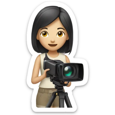 asian girl with video camera sticker