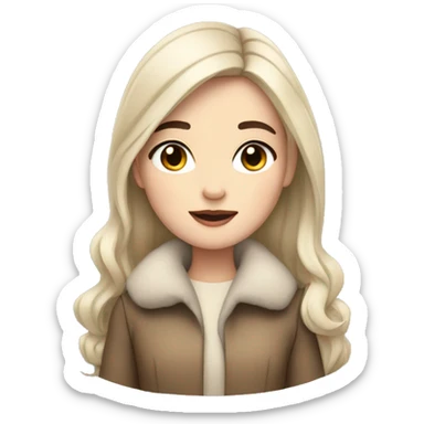 pale girl with black hair wearing fawn coat sticker