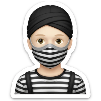 thief, with stripped shirt, facemask, thief mask. sticker