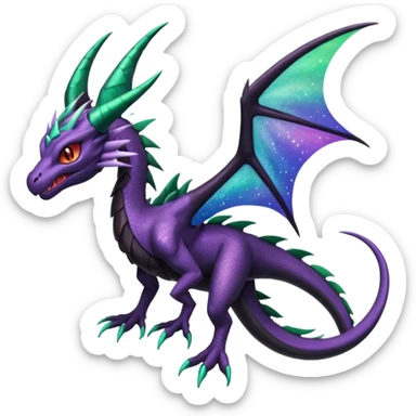 Void-Black Star-Dusted Night-Shimmered Cosmic-Winged Draconic Noivern-Rayquaza-Lunala creature (full body) sticker