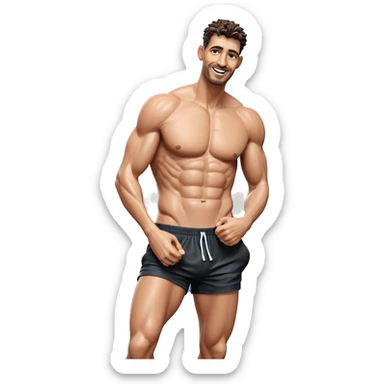 beach day with muscular guy sticker