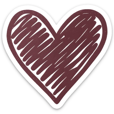 a heart in burgundy color, hand drawn style sticker