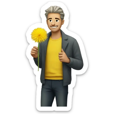 yellow dandelion with a man sticker