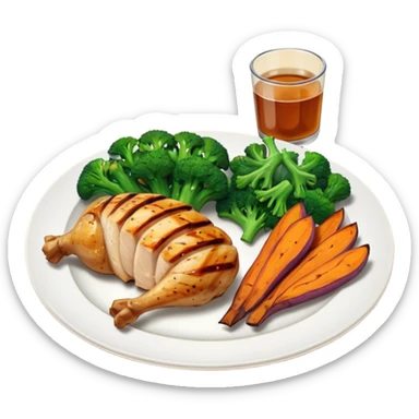 1 protein (chicken, fish)
 + 2 (or more) veggies
 + 1 starch (sweet potato or grain) sticker