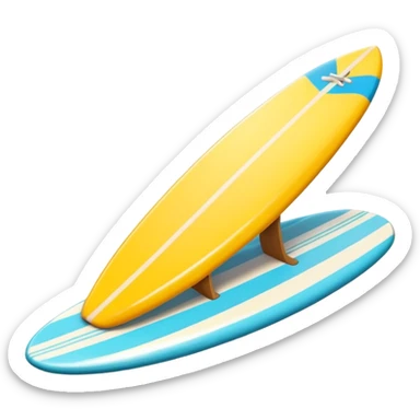 surfboard icon, tropical surfboard, glossy texture, bright colors, cute mobile game icon style, 3D cartoon, soft shadows, clean background, no text, no watermark sticker
