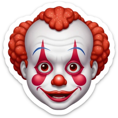 red glitter clown with the retarded facial expression sticker