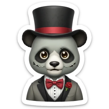 zombie panda with bow tie and top hat sticker