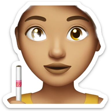brown haired girl with cig in mouth sticker