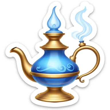 aladdin's lamp with blue genie smoke sticker