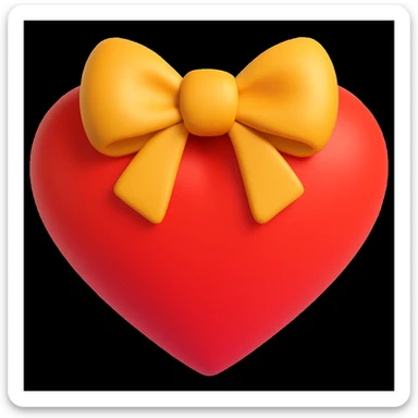 Make the red heart emoji wear a bow in a style similar to 3d-emoji sticker