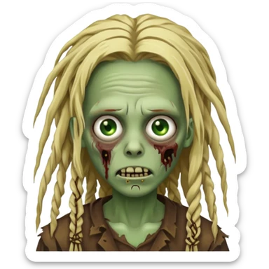zombie with blonde n brown dreads  sticker