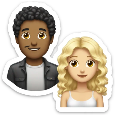 couple blonde girl and guy with black curly hair sticker