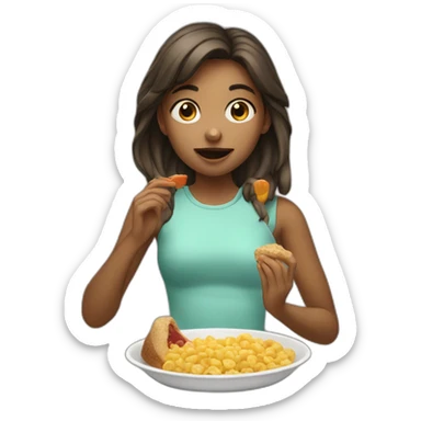 girl eating sticker