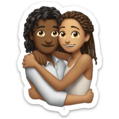 Simon baker hug a black girl brown eyes and long African braids sticker